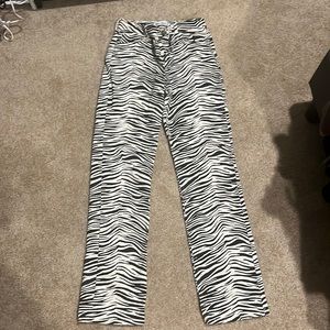 Zara Zebra Print high waisted jeans